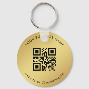Gold Gradient Your Custom Business Qr Code Scan Keychain