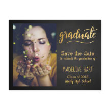 Gold Graduate | Chalkboard Save The Date Photo
