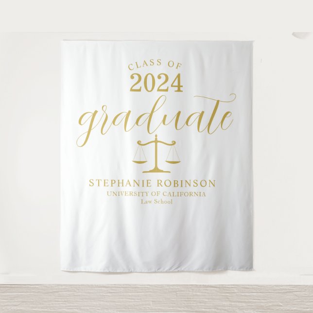  Gold Graduate Law School Graduation Backdrop Tapestry (Front)