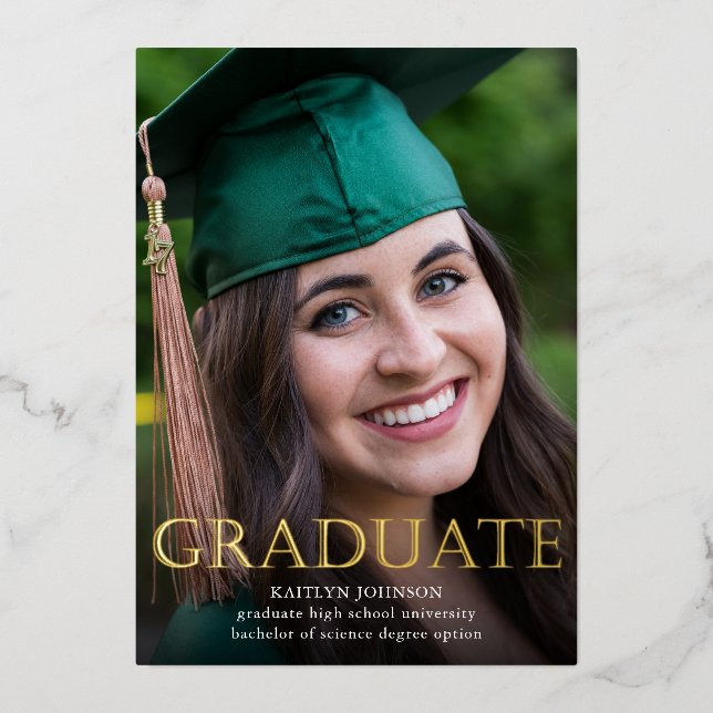 Gold Graduate Photo Foil Announcements (Front)