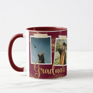 Gold Graduate Photo Name Maroon Graduation  Mug