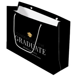 Gold Graduation Cap Black Graduation Large Gift Bag