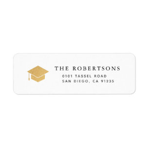 Gold Graduation Cap Chic White Adresse de retour