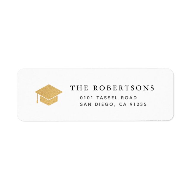 Gold Graduation Cap Chic White Adresse de retour (Devant)