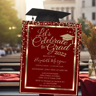 Gold Graduation Cap Diamonds Graduation   Invitation