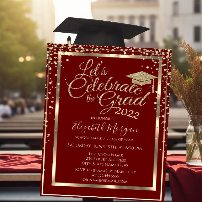 Gold Graduation Cap Diamonds Graduation   Invitation (Creator Uploaded)