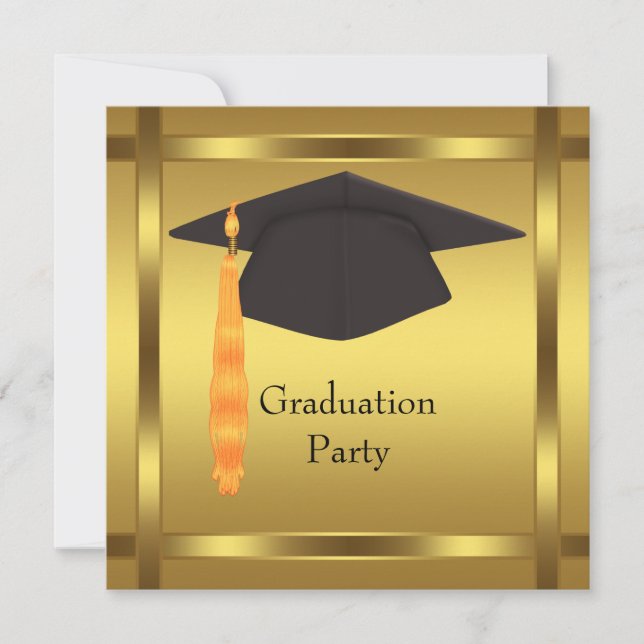 Gold Graduation Cap Graduation Party Invitation (Front)