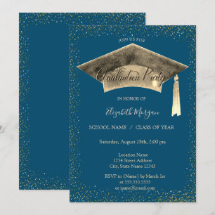 Gold Graduation Cap Tassel Graduation Party Invitation