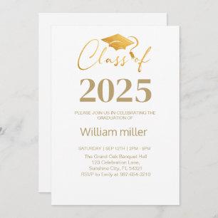 Gold Graduation Class of 2025,Minimal grad Invitation