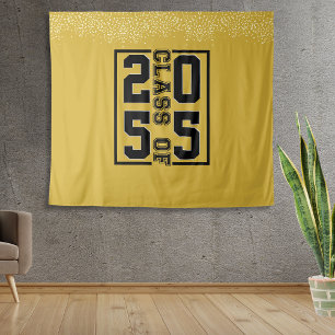 Gold Graduation Class of Sporty Typography Tapestry
