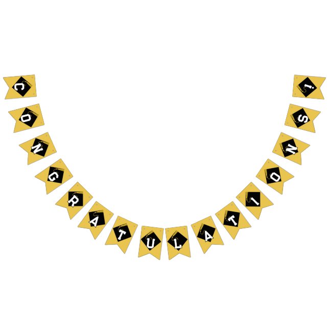 Gold Graduation Congrats Bunting Flags (All)