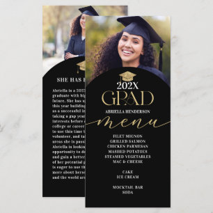 Gold Graduation Dinner Menu Card