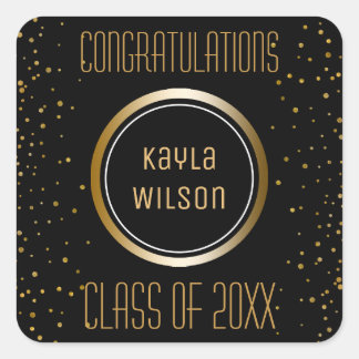 Gold Graduation Party Favour | Congratulations Square Sticker
