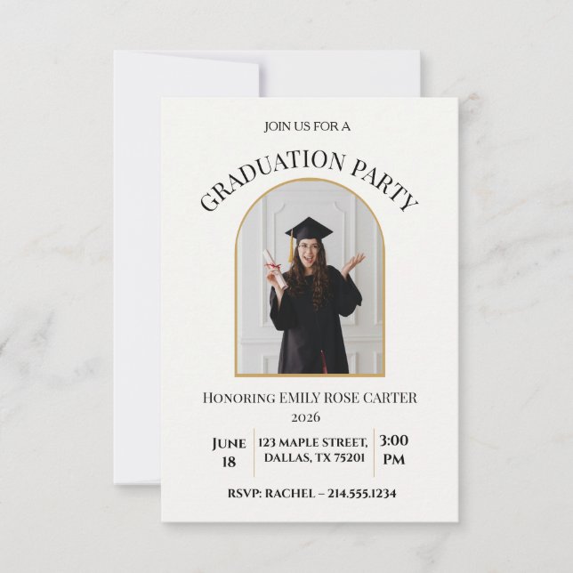 Gold  Graduation Party Invitation Announcement (Devant)