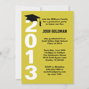 Gold Graduation Party Invitation Class of 2013