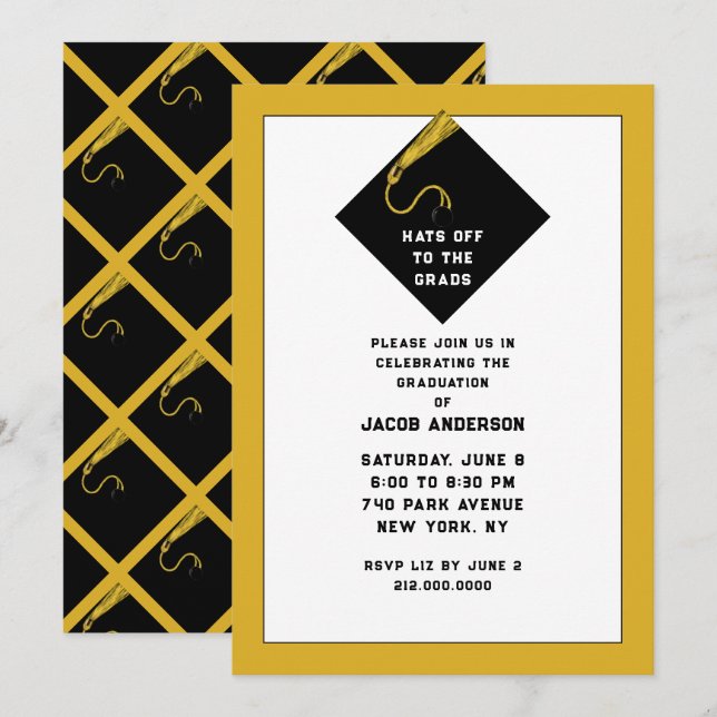 Gold Graduation Party Invitations (Front/Back)
