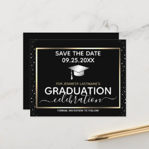 Gold Graduation Save the Date Invitation Budget