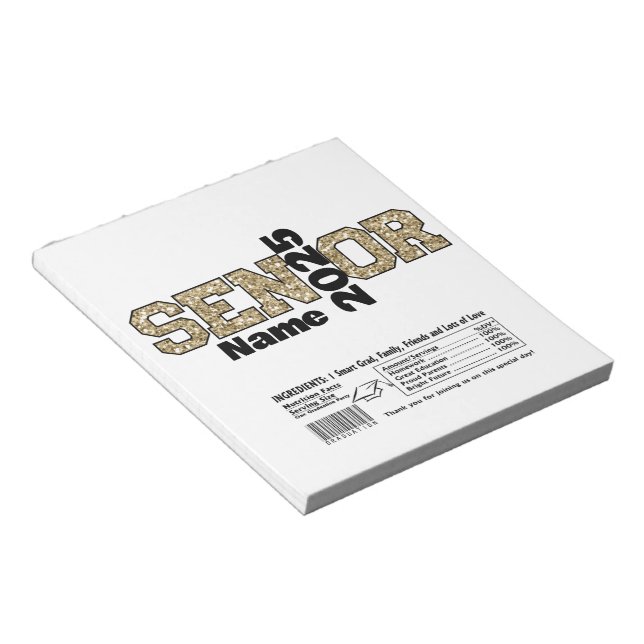 Gold Graduation Senior Candy Bar Wraps Party Favou Notepad (Angled)