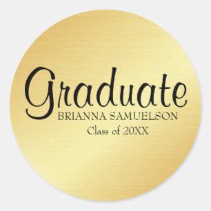 Gold Graduation Sticker with Black Text