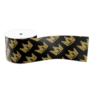 Gold graffiti crown grosgrain ribbon