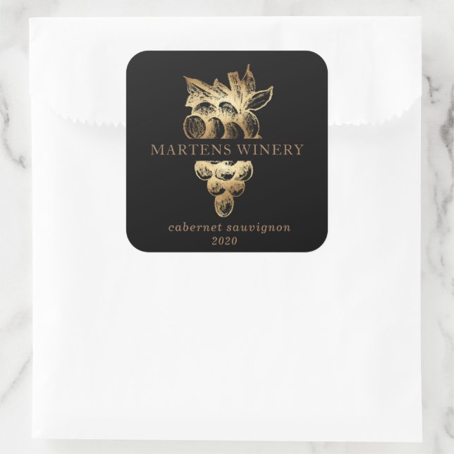 Gold Grapes Winery Wine Business Wine Label (Bag)