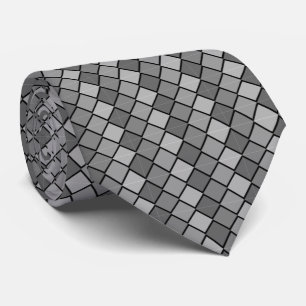 Gold, Gray and Black Checked Necktie