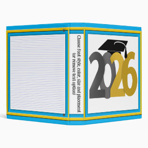 Gold Gray Class of 2026 Graduation Binder