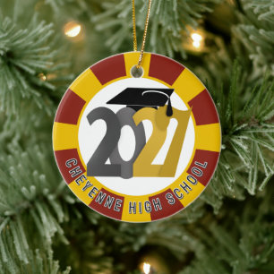 Gold Gray Class of 2027 Photo Graduation Ceramic Ornament