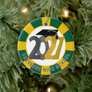 Gold Gray Class of 2027 Photo Graduation Ceramic Ornament