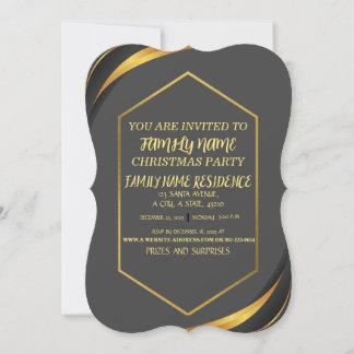 GOLD GRAY PATTERN MERRY CHRISTMAS HAPPY HOLIDAYS  INVITATION