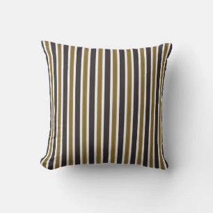 gold, gray thunder and white stripes throw pillow