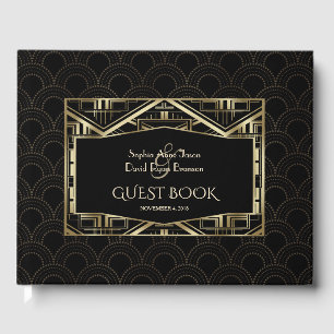 Gold Great Gatsby Art Deco Style Wedding Guest Book