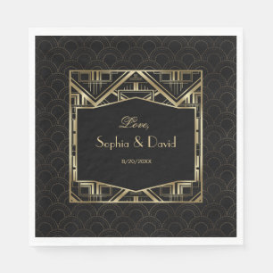 Gold Great Gatsby Art Deco Style Wedding Napkin