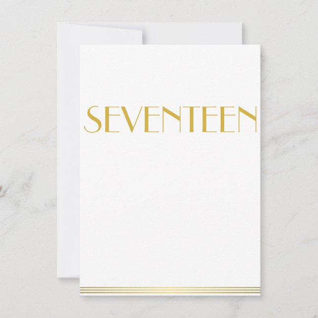 Gold Great Gatsby Mariage Cartes de table dix-sept (Devant)
