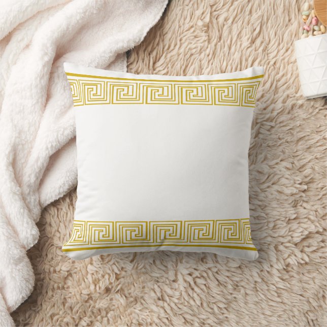 Gold Grecian Frieze Pattern Throw Pillow (Blanket)