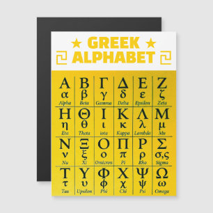 Gold Greek Alphabet Letters Vertical Magnetic Card
