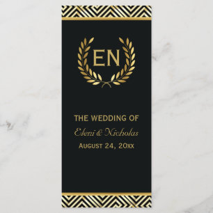 Gold Greek key & laurel wreath wedding program