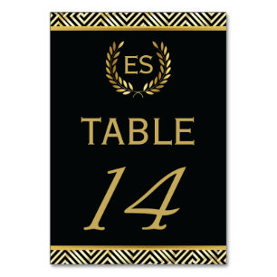 Gold Greek key, laurel wreath wedding table number