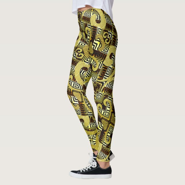 Gold Greek Key Women Leggings (Left)