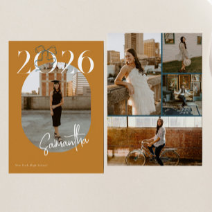 Gold Green 2026 Coquette Bow Photo Graduation Announcement