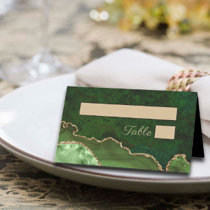 Gold Green Agate Wedding Place Card