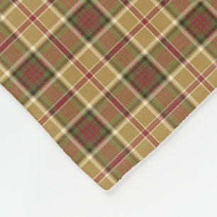 Gold, Green and Red Rustic Plaid Fleece Blanket