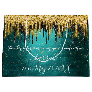 Gold Green Black Drips Favoriser Grand Sac Cadeau