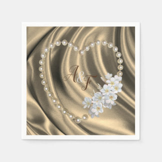 Gold,Green,Blue,Ivory Silk & Pearls Napkins