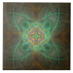 Gold Green Blue Pattern Ceramic Tile