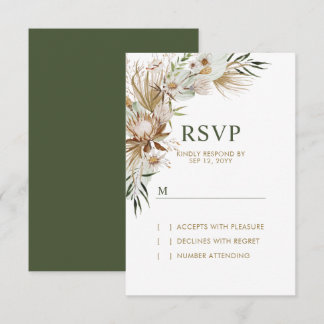Gold & Green Boho Wedding Response Card