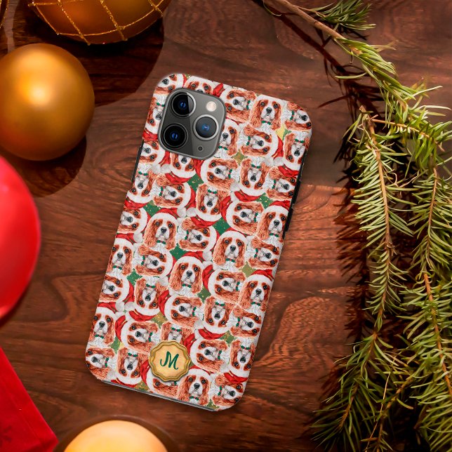 Gold Green Cavalier Spaniel Cute Dog Christmas Case-Mate iPhone Case (Creator Uploaded)