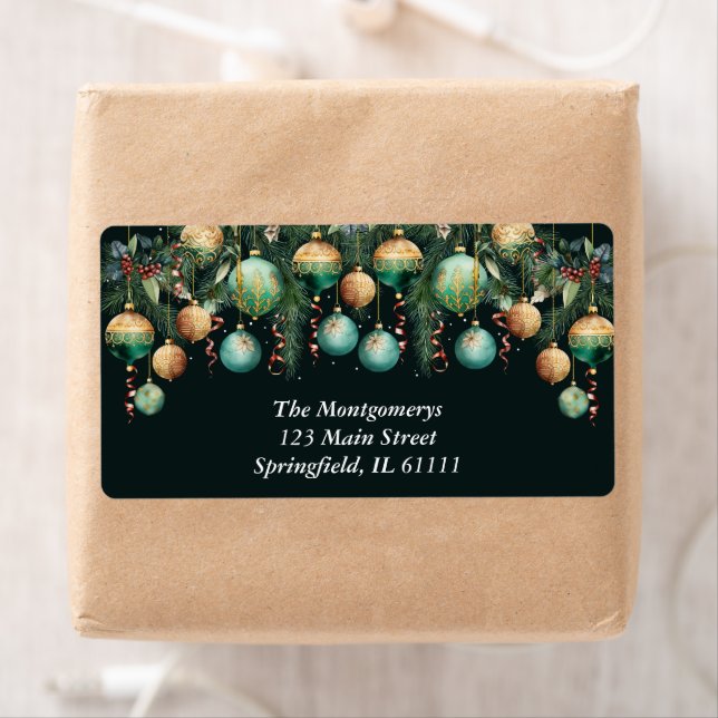 Gold Green Christmas Tree Ornaments (En situation)