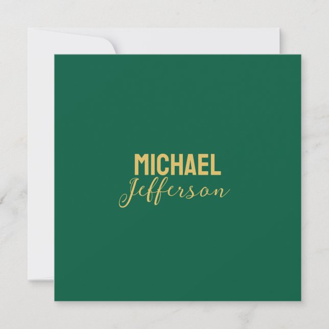 Gold green color elegant modern minimalist name (Front)
