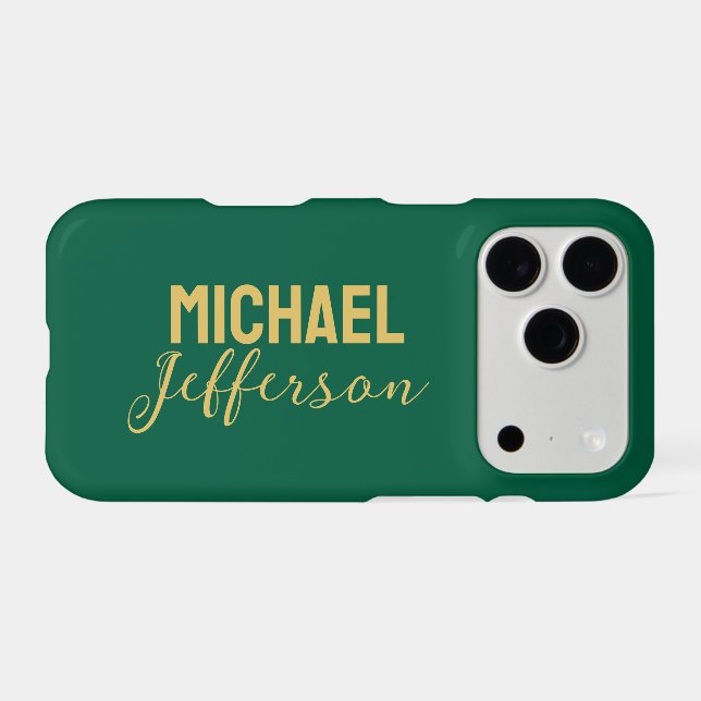 Gold green color elegant modern minimalist name (Back (Horizontal))